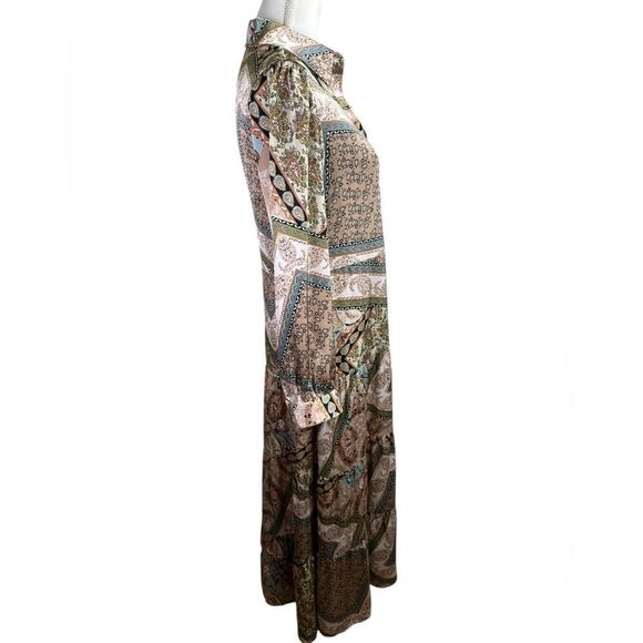 Georgette Elegant Paisley Print Button Down Maxi Boutique Dress Size XS - Picture 8 of 12